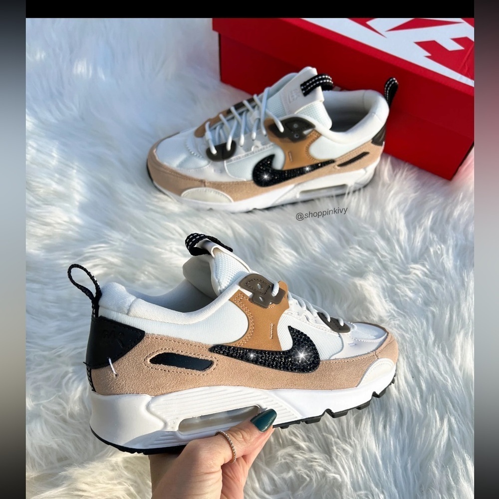Custom Copper Swarovski Nike Women Air Max 90 Futura. US 7.5 brand new! - Picture 2 of 6